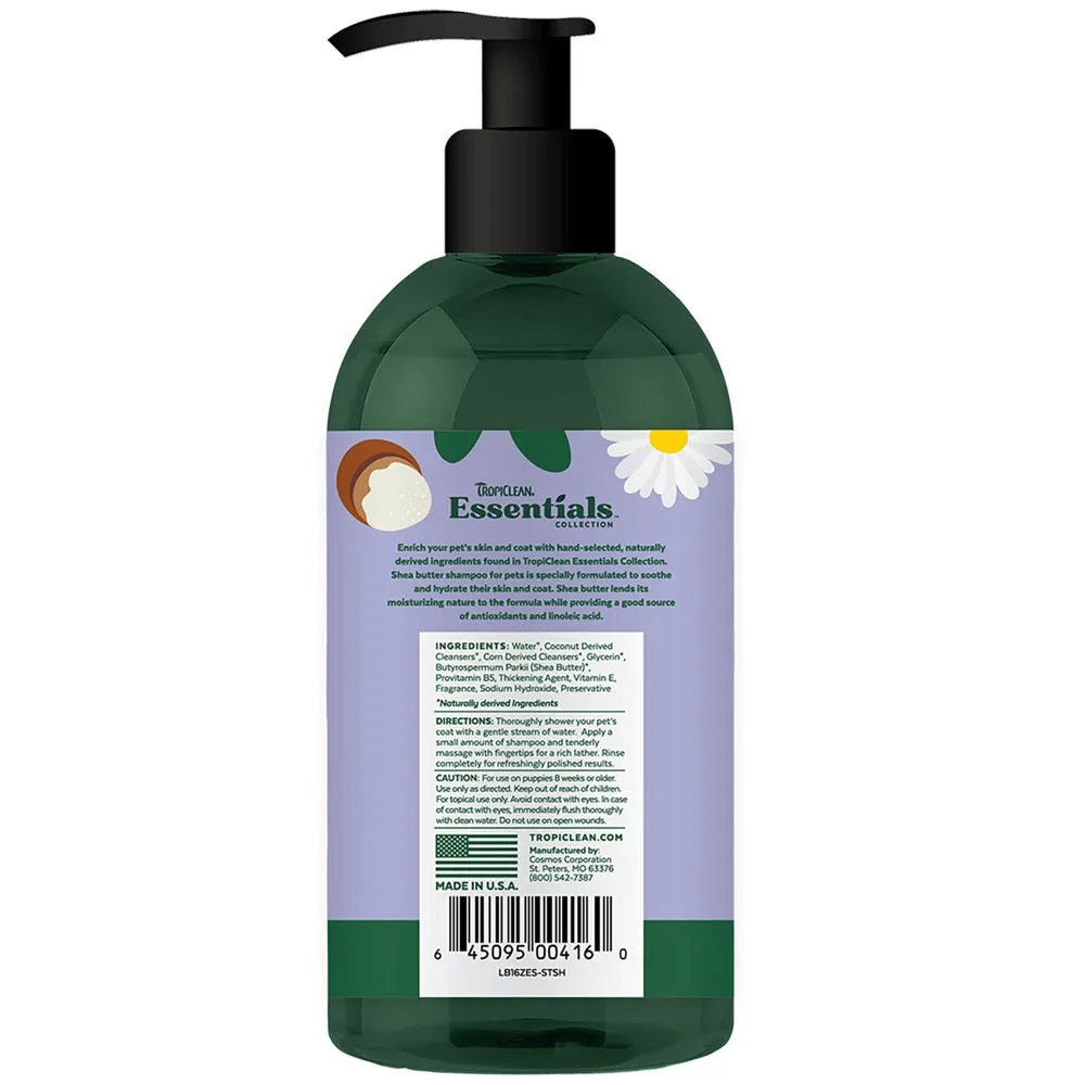 15% OFF: Tropiclean Essentials Shea Butter Moisturizing Shampoo For Cats & Dogs 16oz