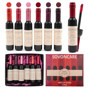 6-Piece Matte Liquid Lipstick Set - Waterproof Wine Bottle Lip Tints for Women & Girls Gift