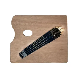 ARTdiscount Oil and Acrylic Pro Bundle - Filbert Brushes Set of 6 / ARTdiscount  Wooden Palette