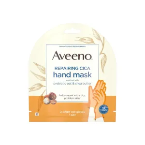 AVEENO Repairing CICA Hand Mask with Prebiotic Oat and Shea Butter for Extra Dry Skin, Paraben-Free and Fragrance-Free 1 Pair