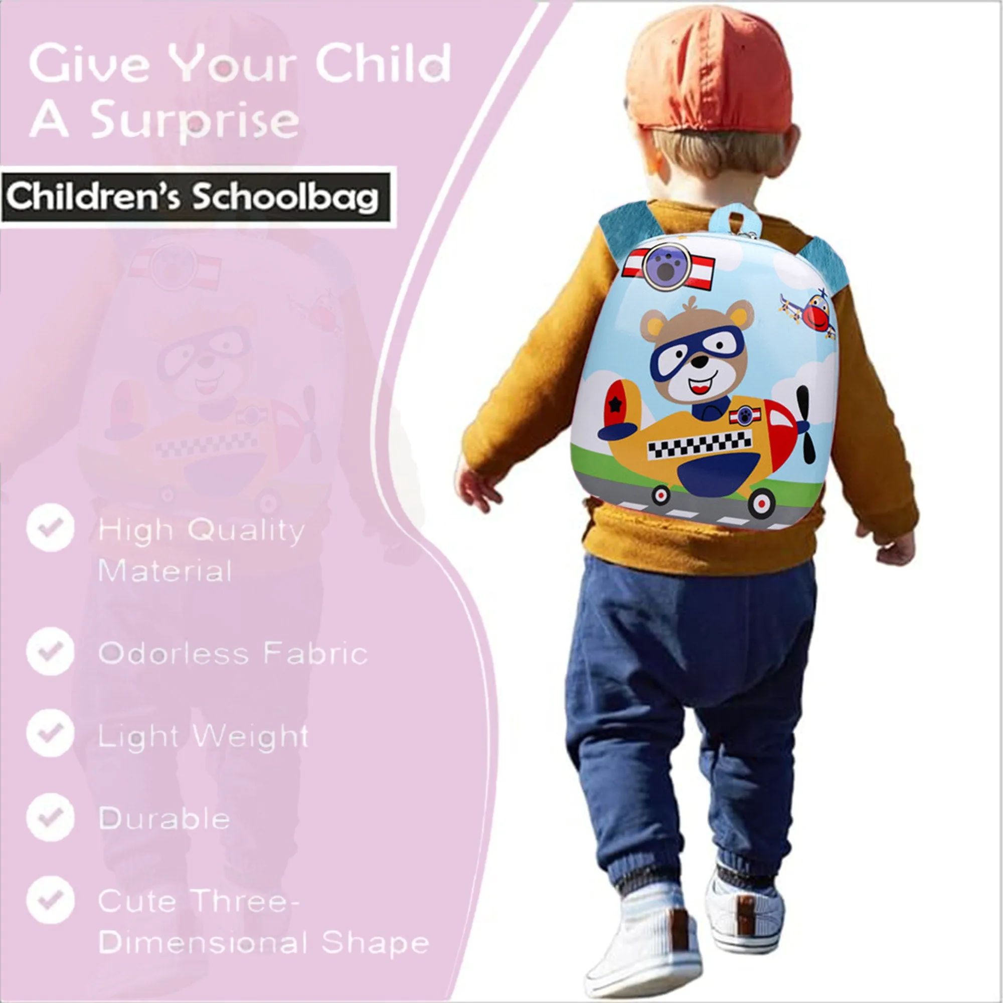 Babymoon Multipurpose Kids Backpack | Children’s School Bag for Boys & Girl’s | Kids Travel Backpack | Airplane