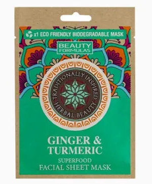 Beauty Formulas Ginger And Turmeric Superfood Facial Sheet Mask