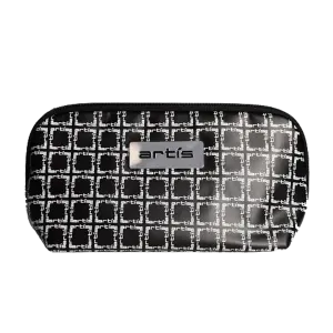 Black Clutch With White Logo Pattern