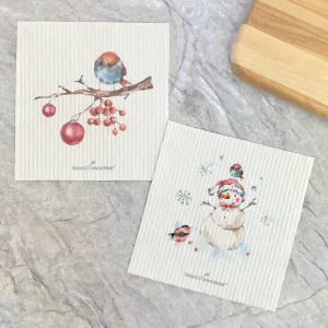 Christmas Branch, Snowman 2pk - Swedish Dish Cloth