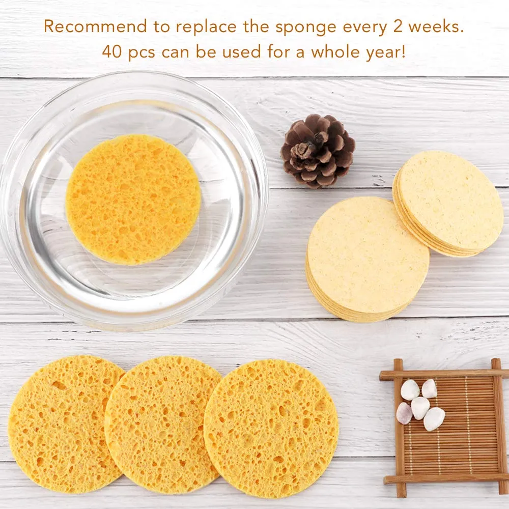 Compressed Facial Sponges 24 pieces round disc shaped by essenavita