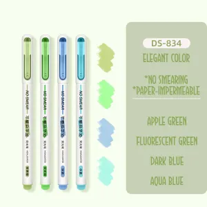 Dianshi NO SMEAR ELEGANT Color  Highlighter Set Refillable Highlighter Set Eco-Conscious Seven Series 4 Pen Set | Ds-834