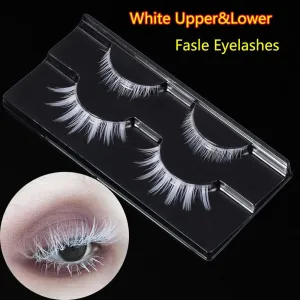 Dramatic White Cosplay Eyelashes for Halloween - Wispy Natural Soft Extensions