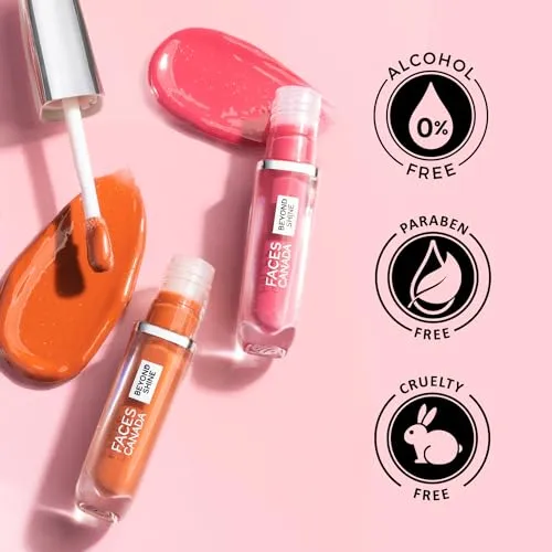 FACES CANADA Beyond Shine Lip Gloss - Wingwomen 05, 3.8ml | Lightweight Non-Sticky Luxurious Texture For Glossy Lips | Instant Shine | Fuller, Supple & Plump Lips | 24HR Hydration