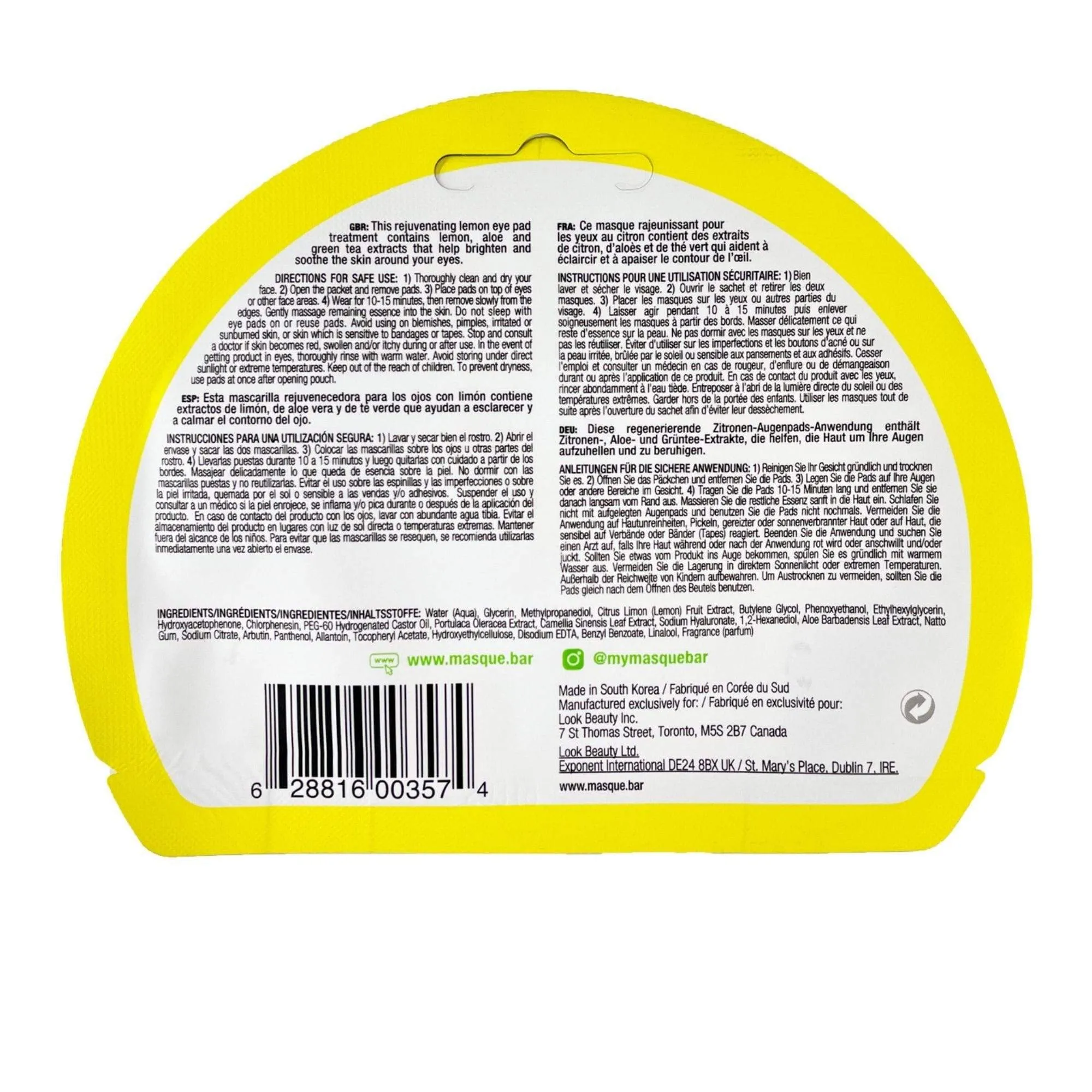 IN.gredients Lemon Eye Pads