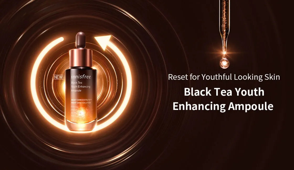 Innisfree Black Tea Youth Enhancing Ampoule 30ml Dry Sensitive Skincare Moisture Hypoallergenic Elasticity