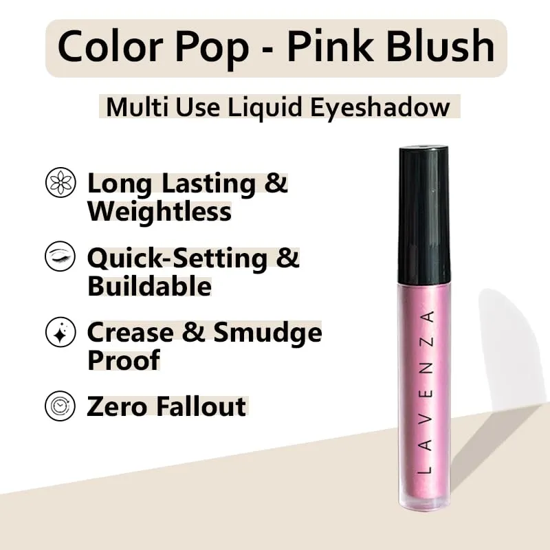 Lavenza Color Pop - Liquid Eyeshadow | Vegan, Silicone & Talc FREE, Long Lasting, Smudge Proof | Mineralised Makeup | 3.5 ml (Pink & Metallic Gold)