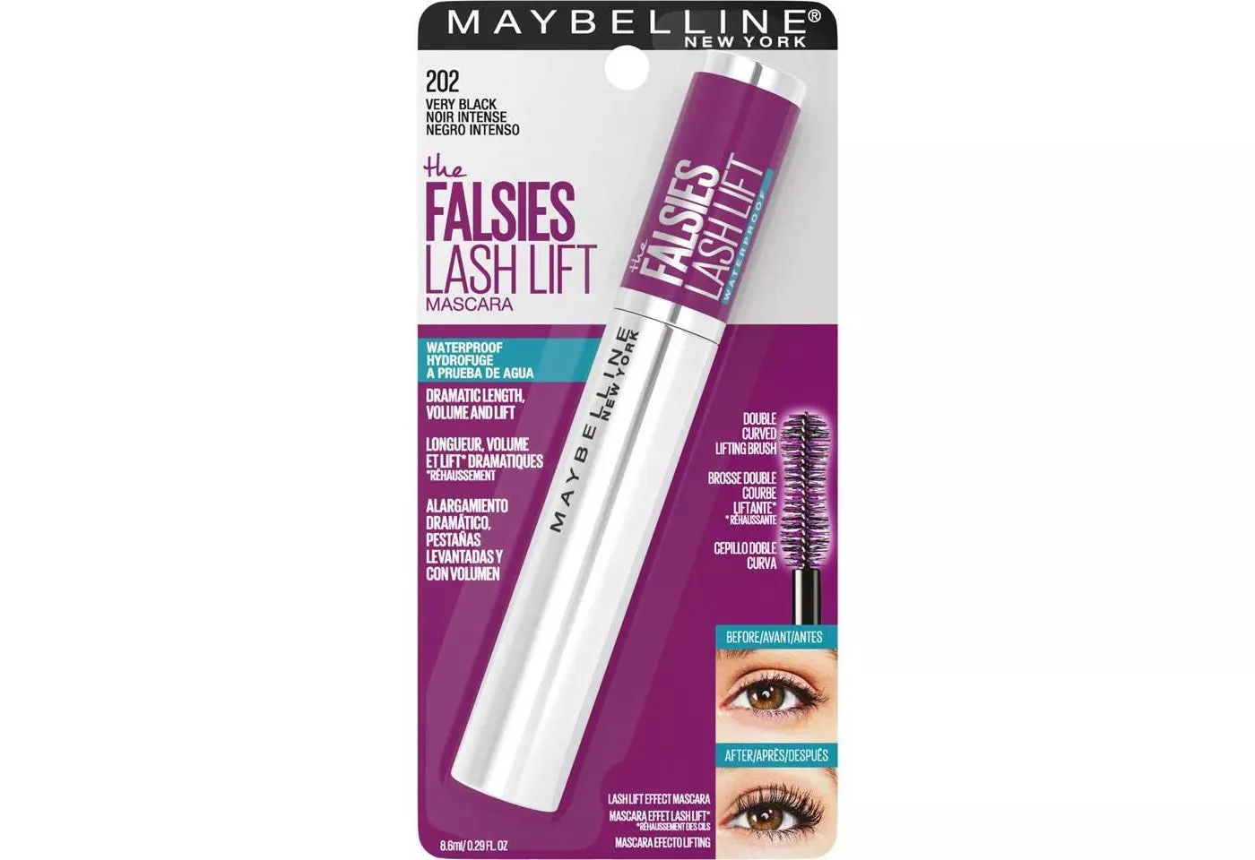 MAYBELLINE - The Falsies Lash Lift Waterproof Mascara Very Black - 0.29 fl oz (8.6 ml)