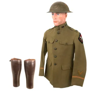 Original Identified WWI US 14th Engineers Officer’s Uniform & Helmet Grouping - Heavy Combat Record