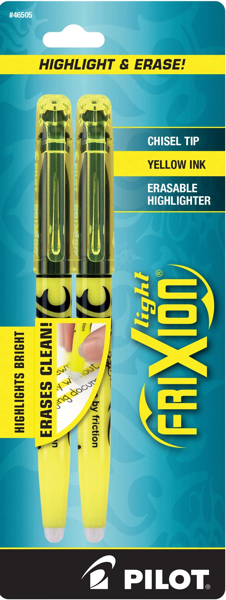 Pilot Frixion Light Highlighter with Erasable Ink. 2pk