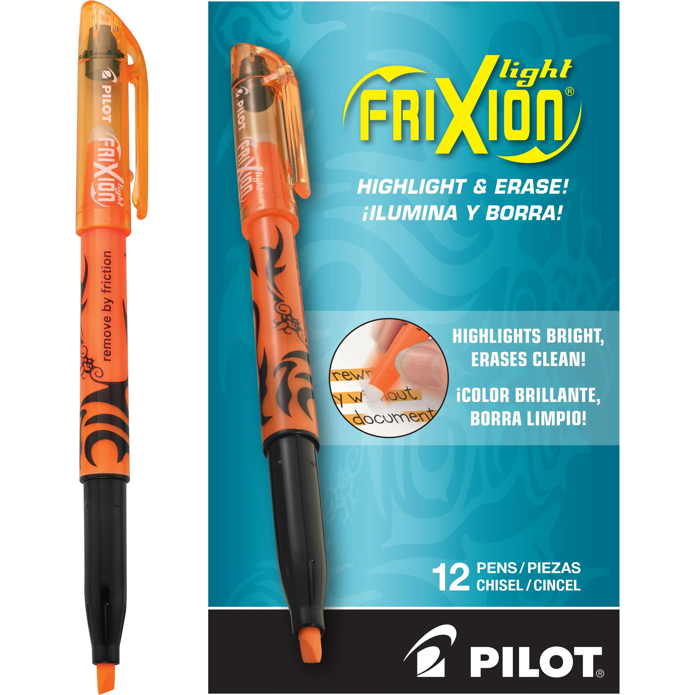 Pilot Frixion Light Highlighter with Erasable Ink. Dozen Box