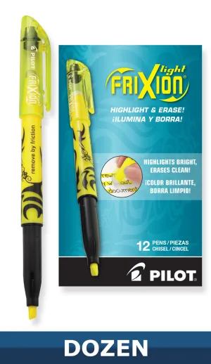 Pilot Frixion Light Highlighter with Erasable Ink. Dozen Box