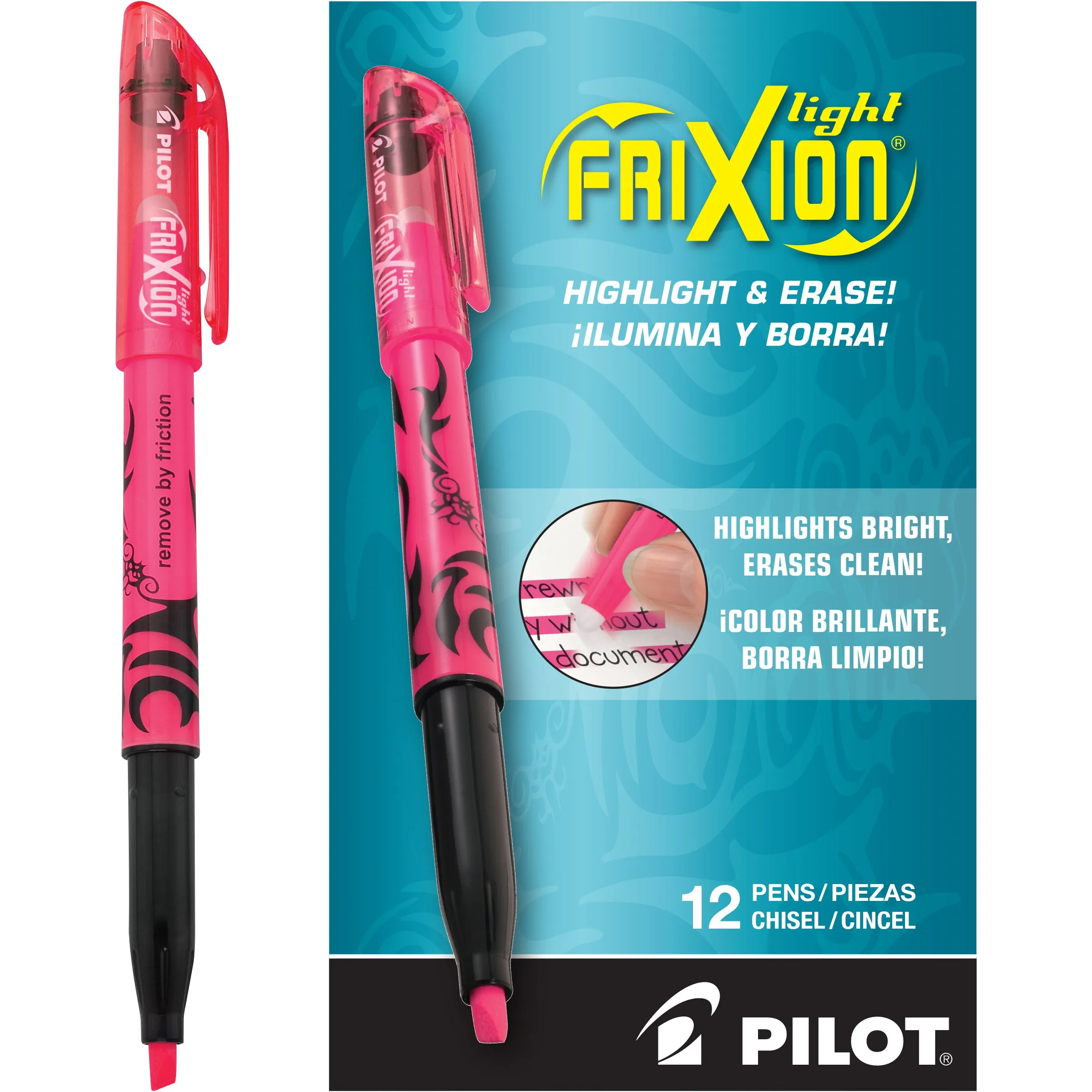 Pilot Frixion Light Highlighter with Erasable Ink. Dozen Box