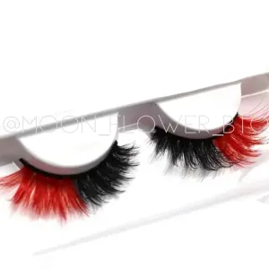 Red Black Fluffy Wispy Cat Eye False Eyelashes