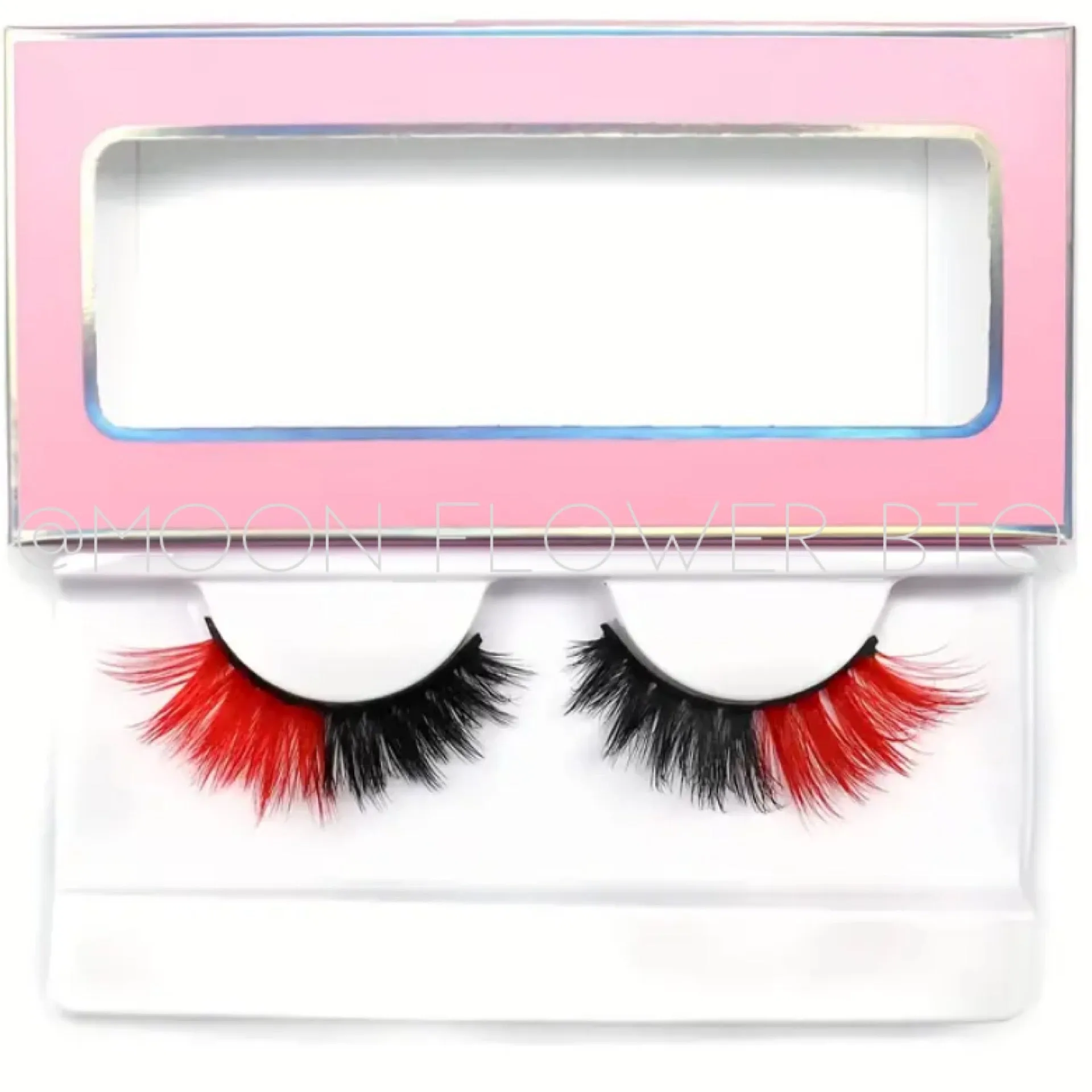 Red Black Fluffy Wispy Cat Eye False Eyelashes