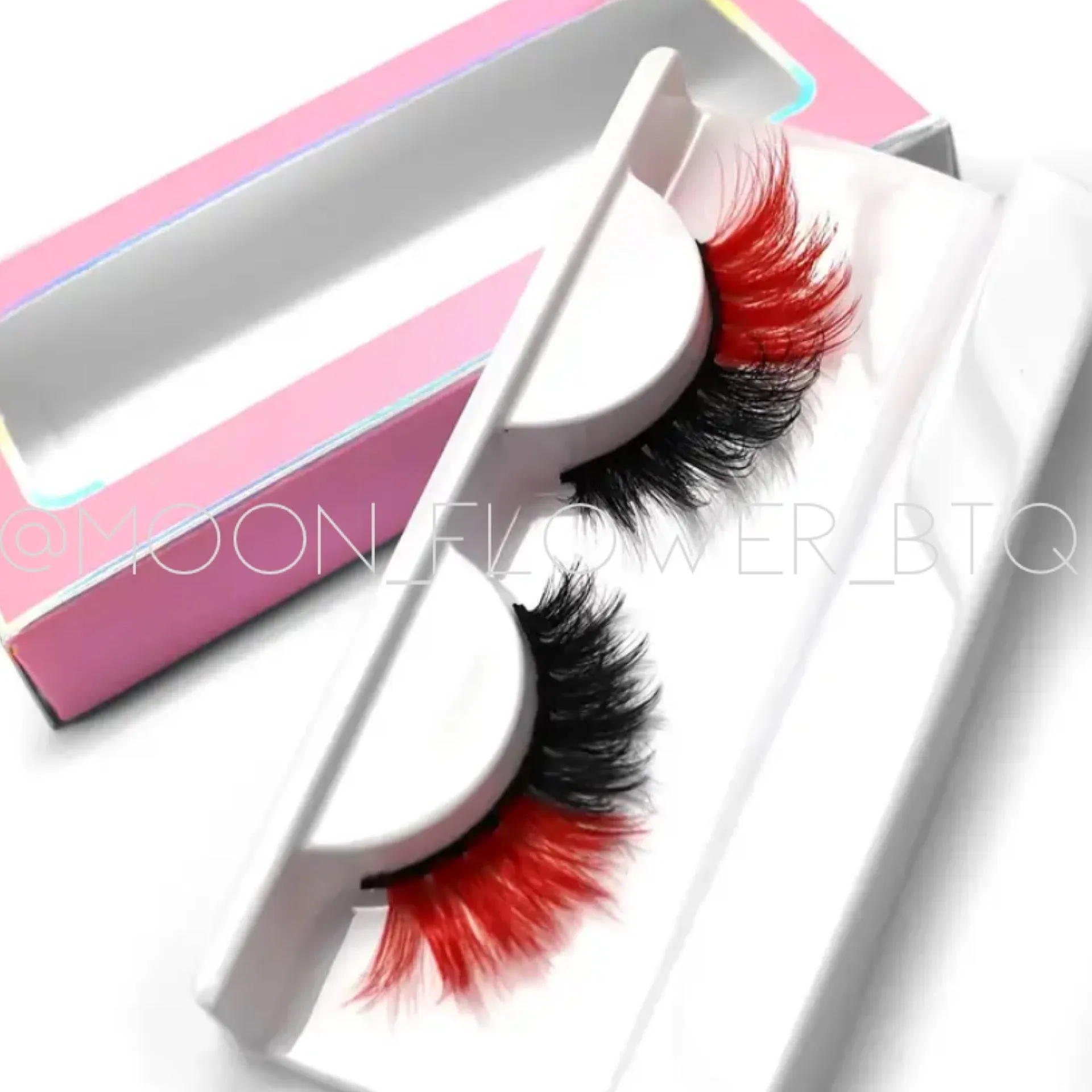 Red Black Fluffy Wispy Cat Eye False Eyelashes