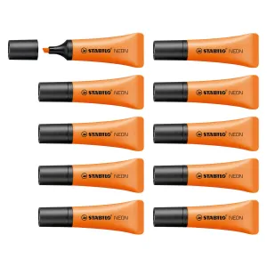 STABILO NEON Orange Highlighter Box of 10