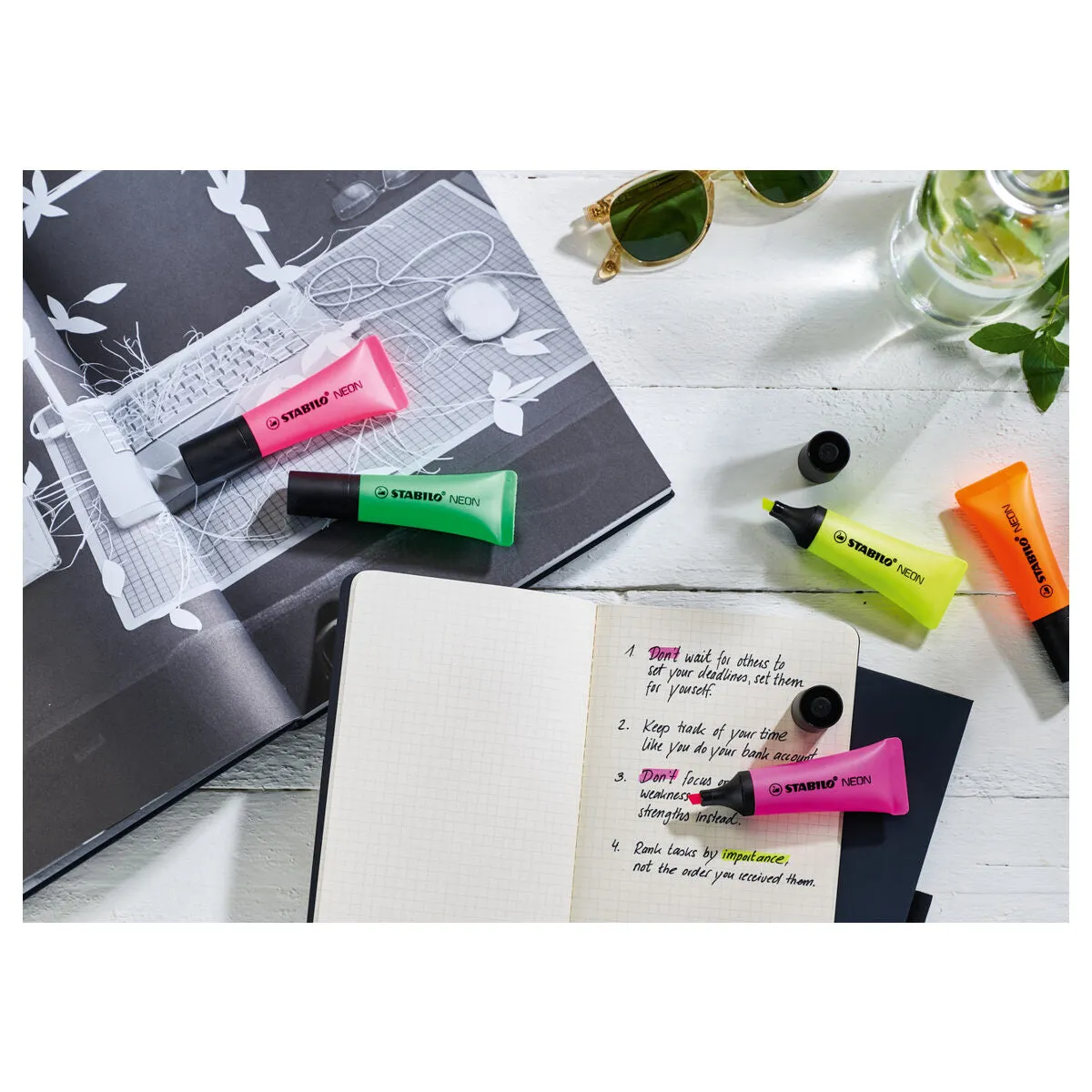 STABILO NEON Orange Highlighter Box of 10