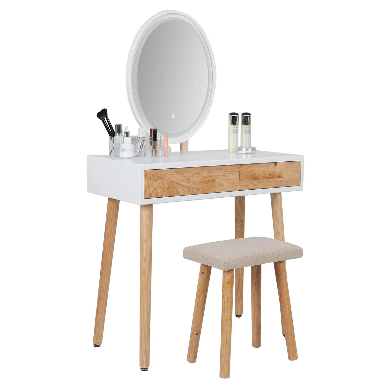 Vanity Makeup Table Set with Adjustable LED Mirror IF11213