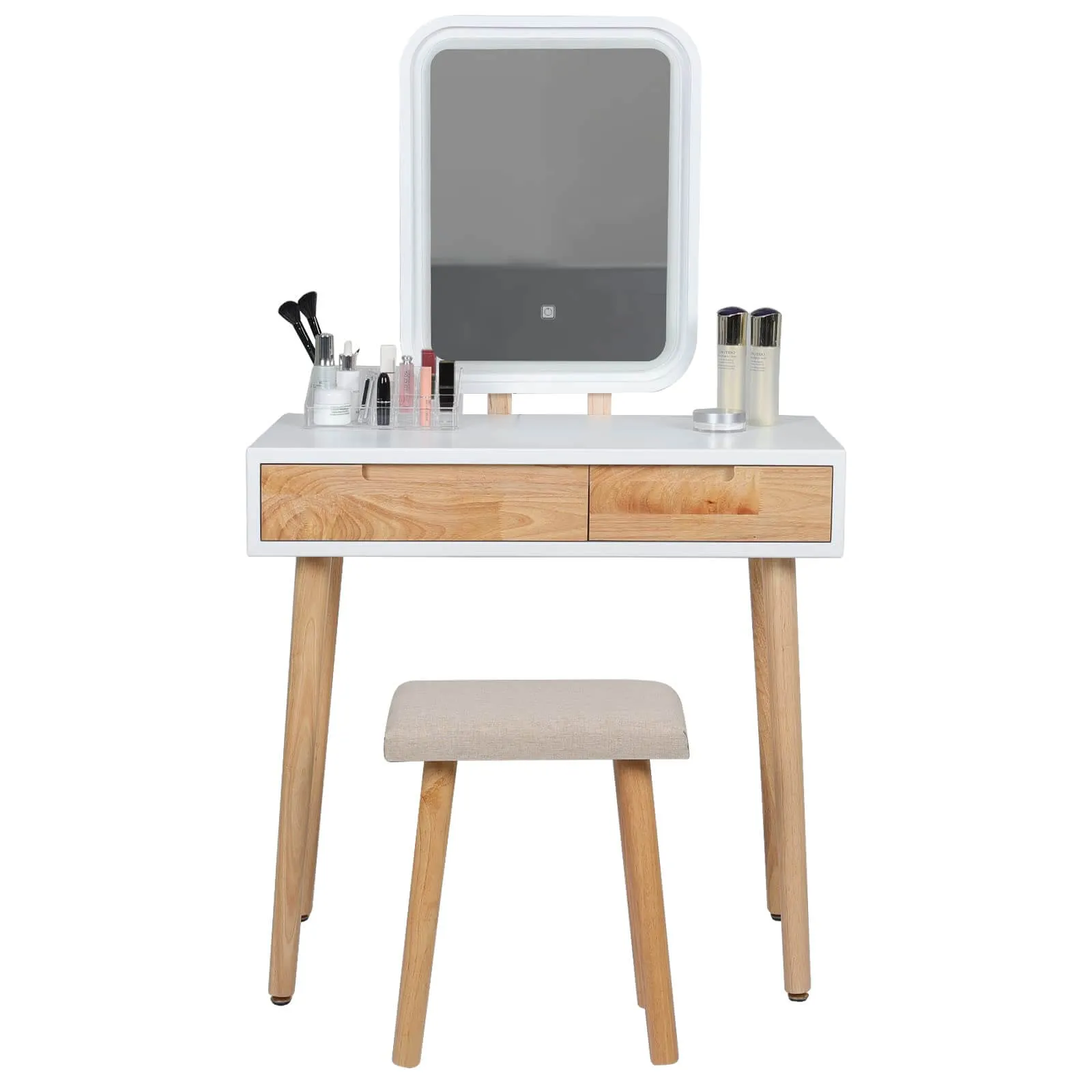 Vanity Makeup Table Set with Adjustable LED Mirror IF11213