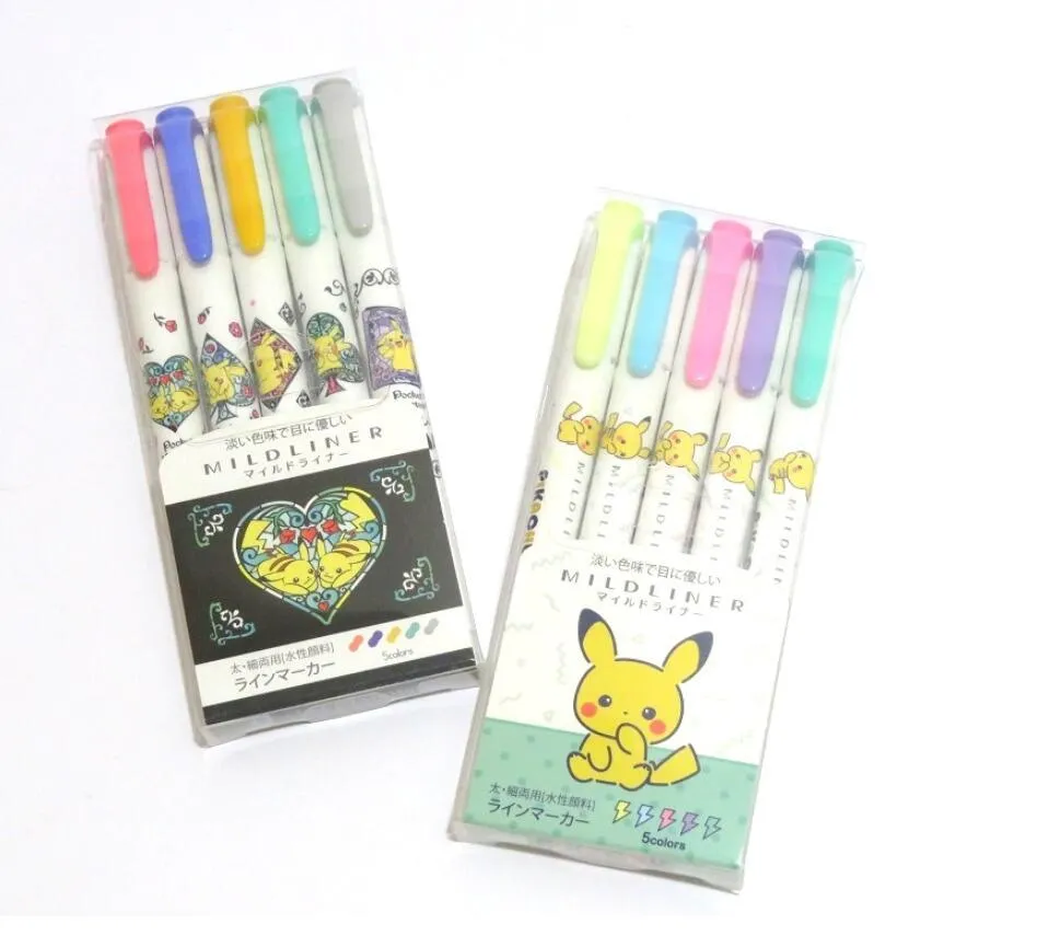 ZEBRA NO.92772800 Mildliner double-headed highlighter Pikachu joint five-color group